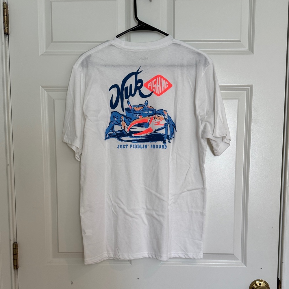 Huk White and Blue Graphic Tee